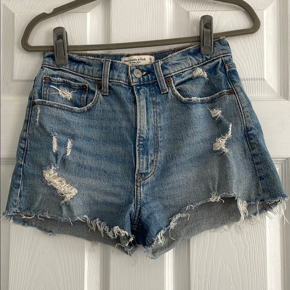 Abercrombie & Fitch curve love high rise mom shorts medium distressed 26